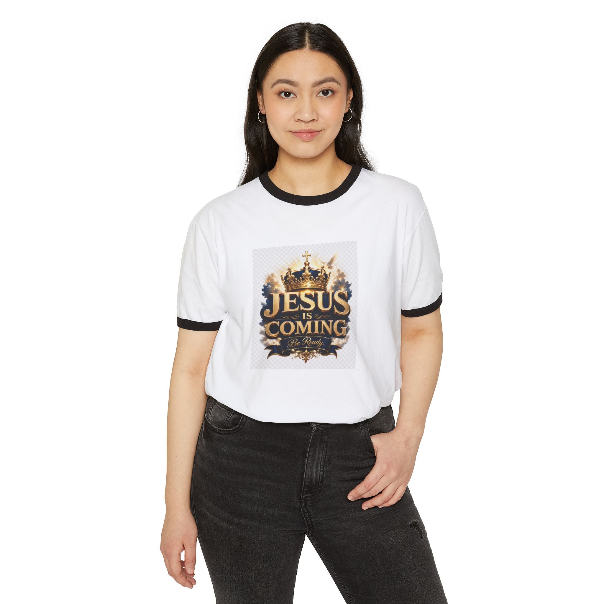 Jesus Is Coming Ringer T-Shirt — Christian Faith Graphic Tee