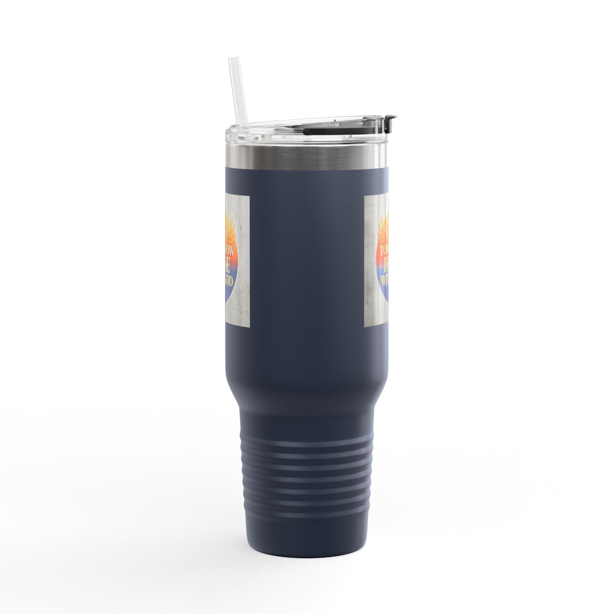 Insulated Travel Mug 40oz — "Tomorrow I Rise With God" Sunrise Faith Tumbler