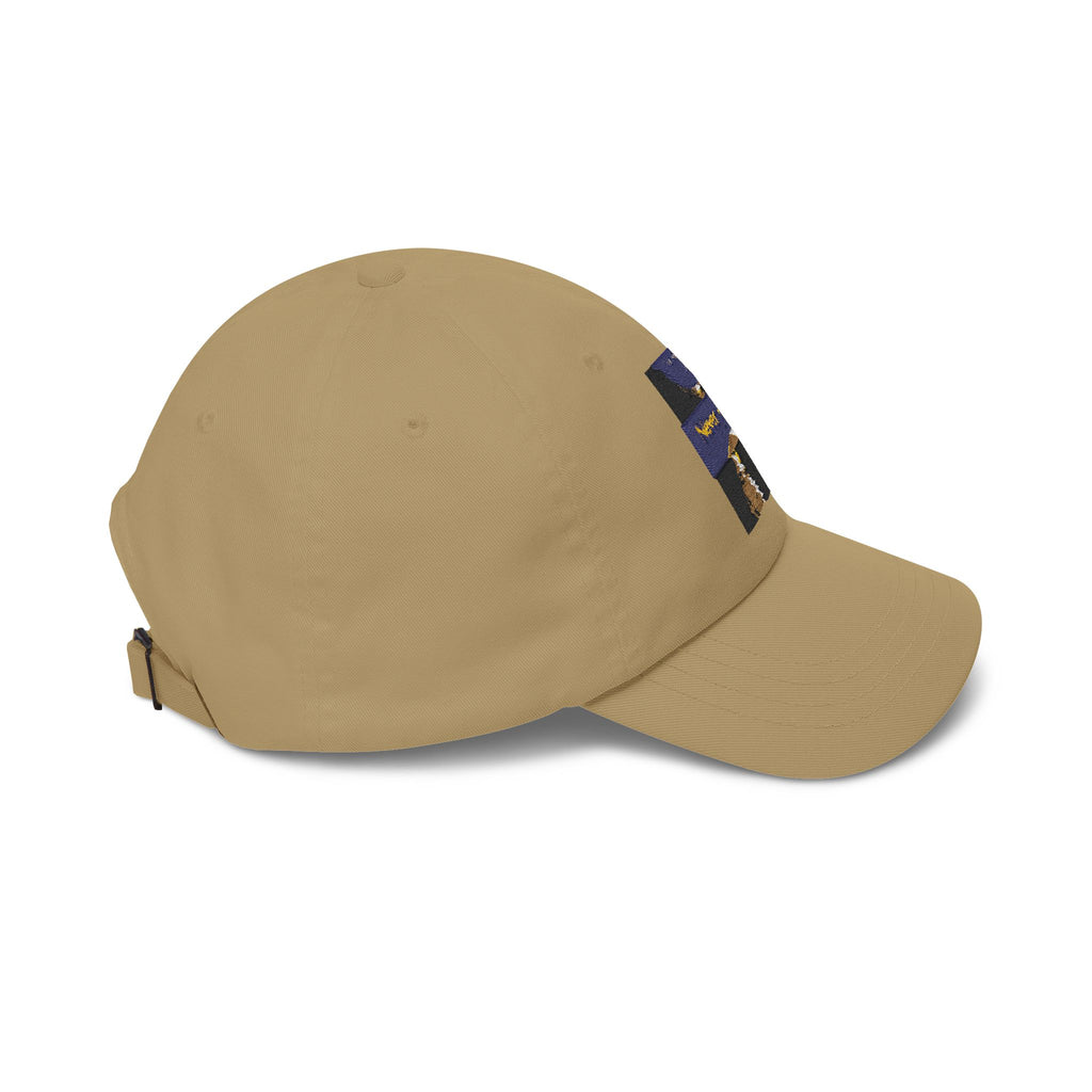 Dad Cap — "Never Alone" Dog & Moon Embroidered Baseball Hat