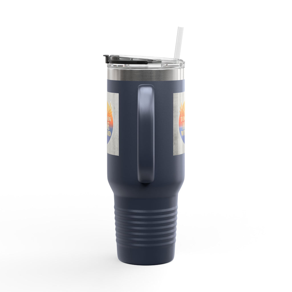 Insulated Travel Mug 40oz — "Tomorrow I Rise With God" Sunrise Faith Tumbler