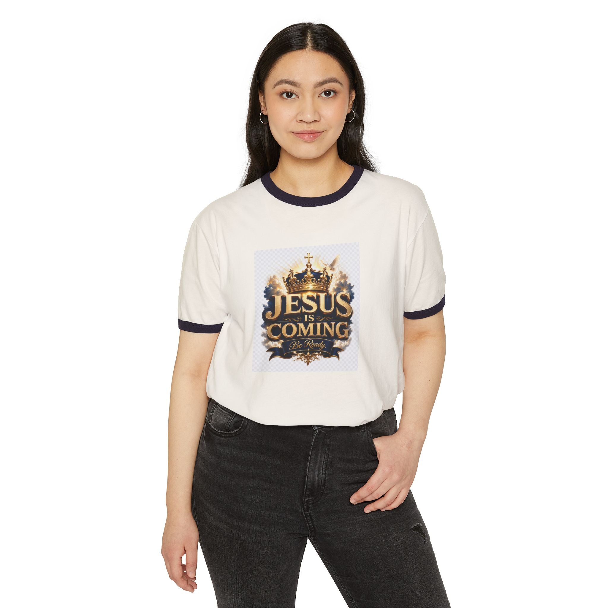 Jesus Is Coming Ringer T-Shirt — Christian Faith Graphic Tee