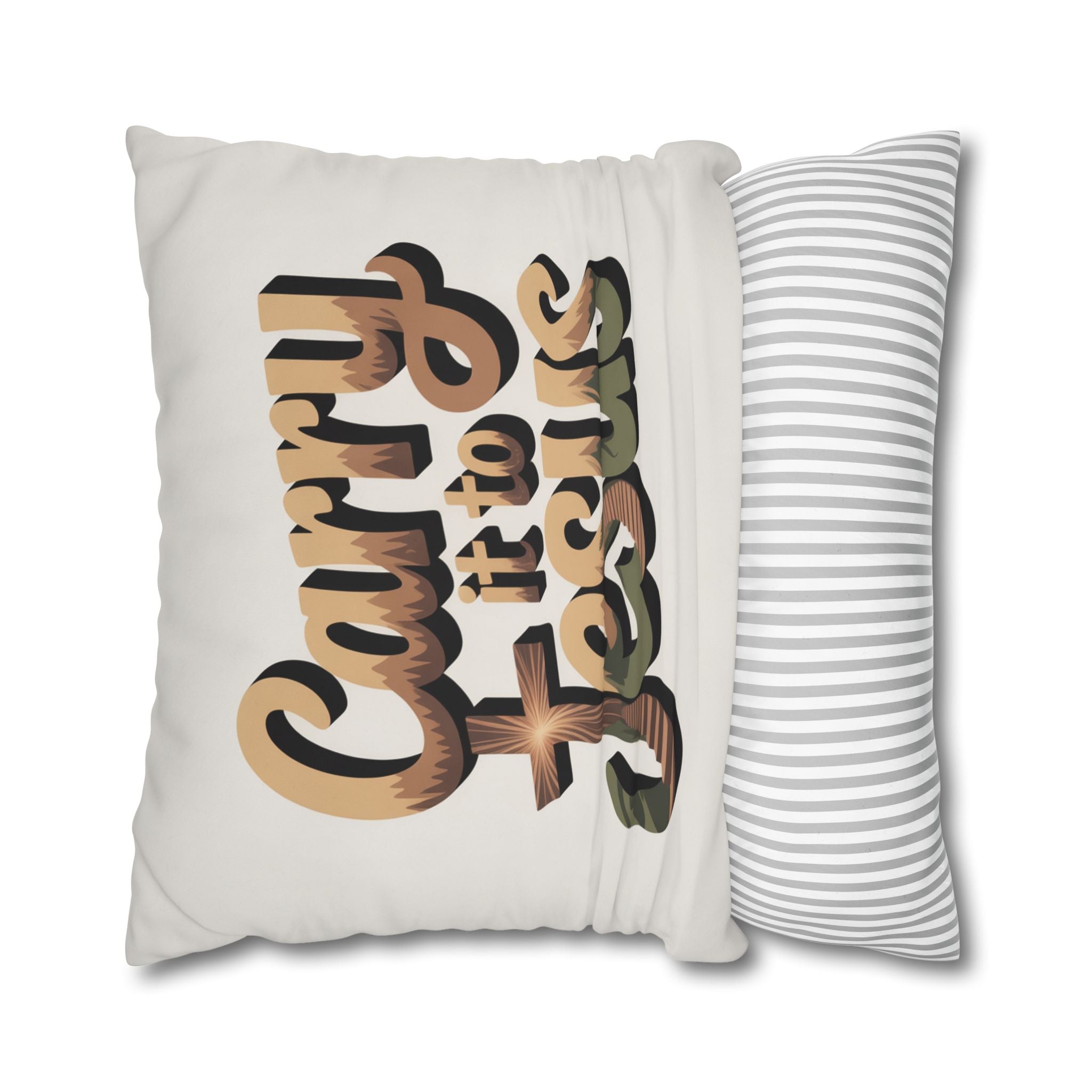 Carry It to Jesus Pillowcase — Christian Inspirational Square Throw Pillow Cover