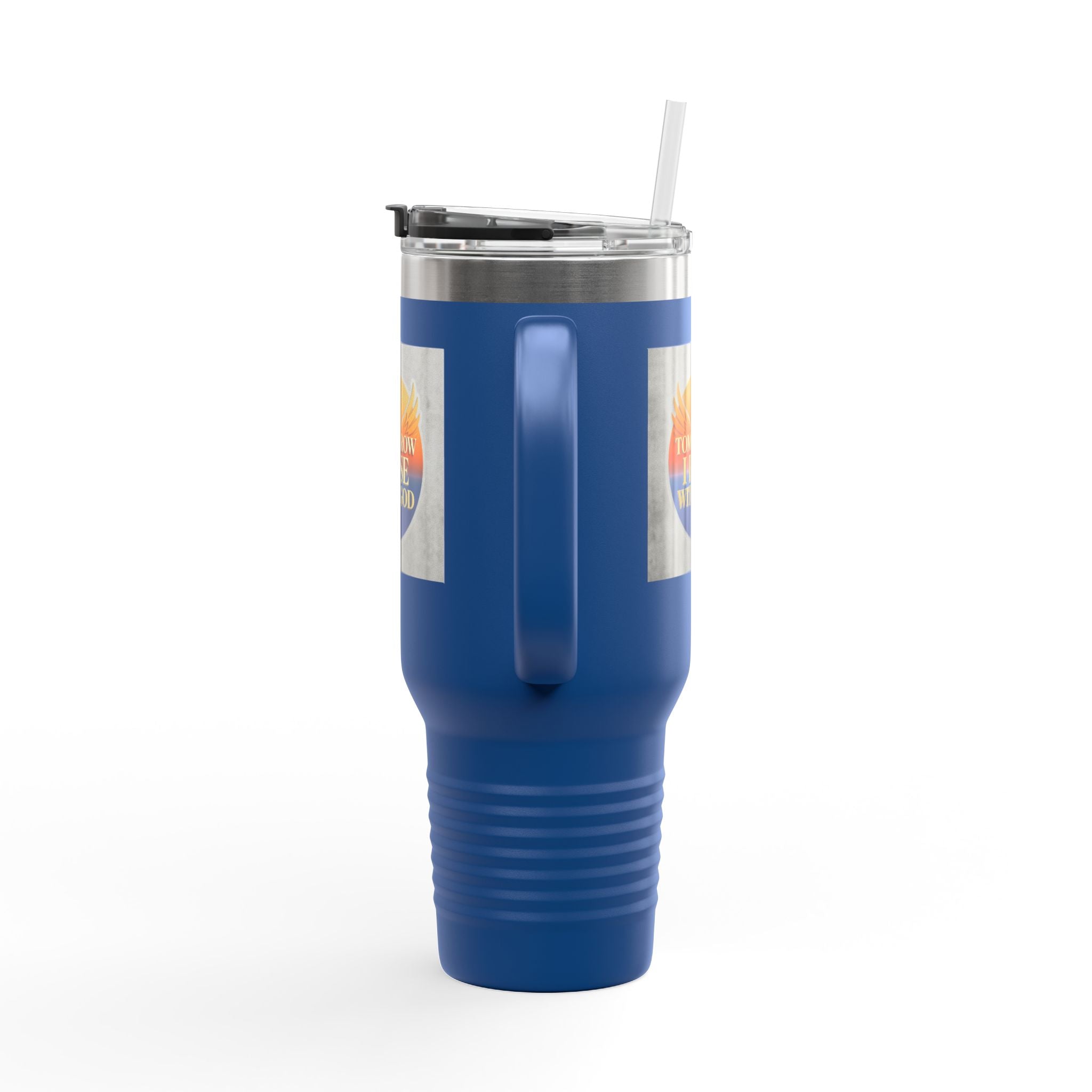 Insulated Travel Mug 40oz — "Tomorrow I Rise With God" Sunrise Faith Tumbler