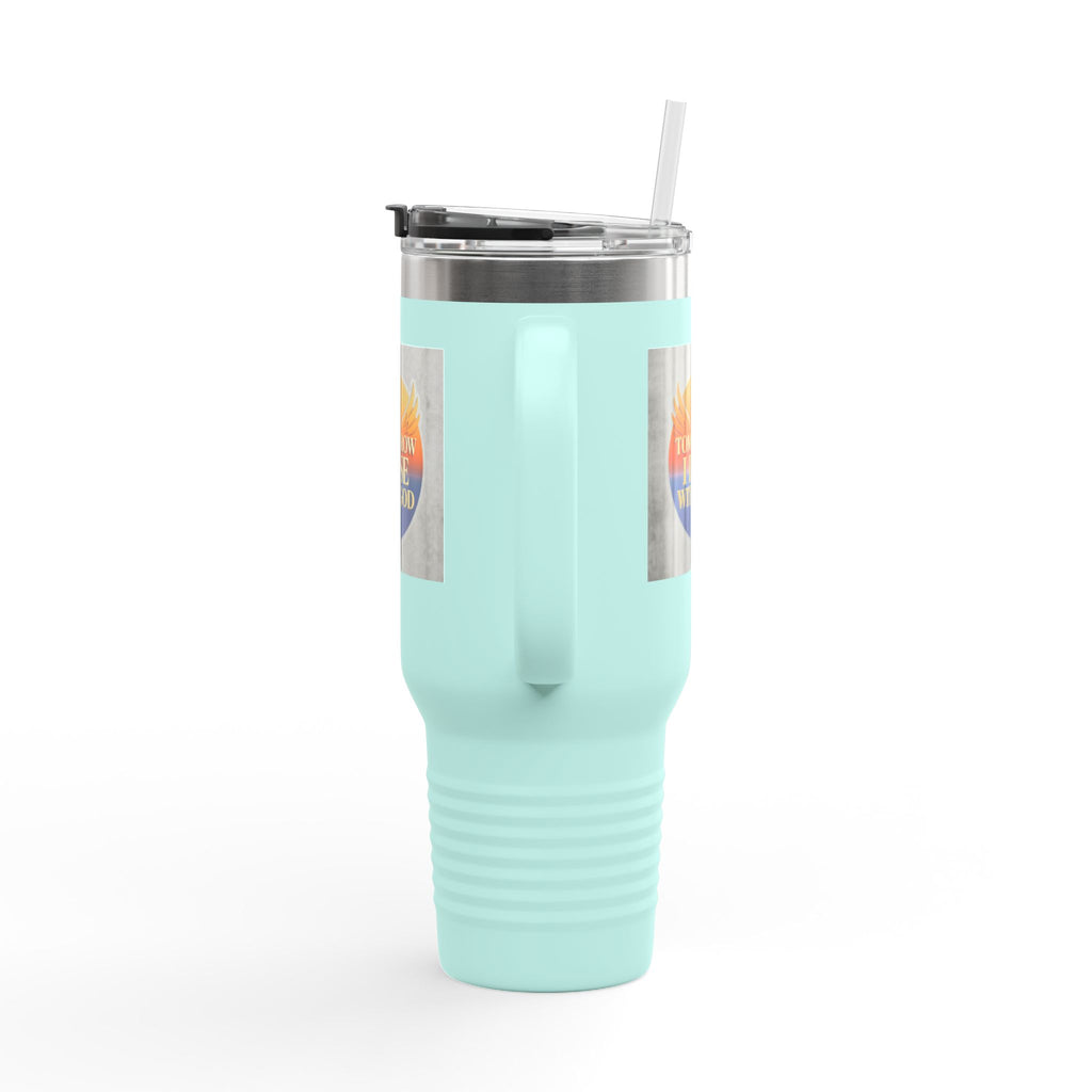 Insulated Travel Mug 40oz — "Tomorrow I Rise With God" Sunrise Faith Tumbler