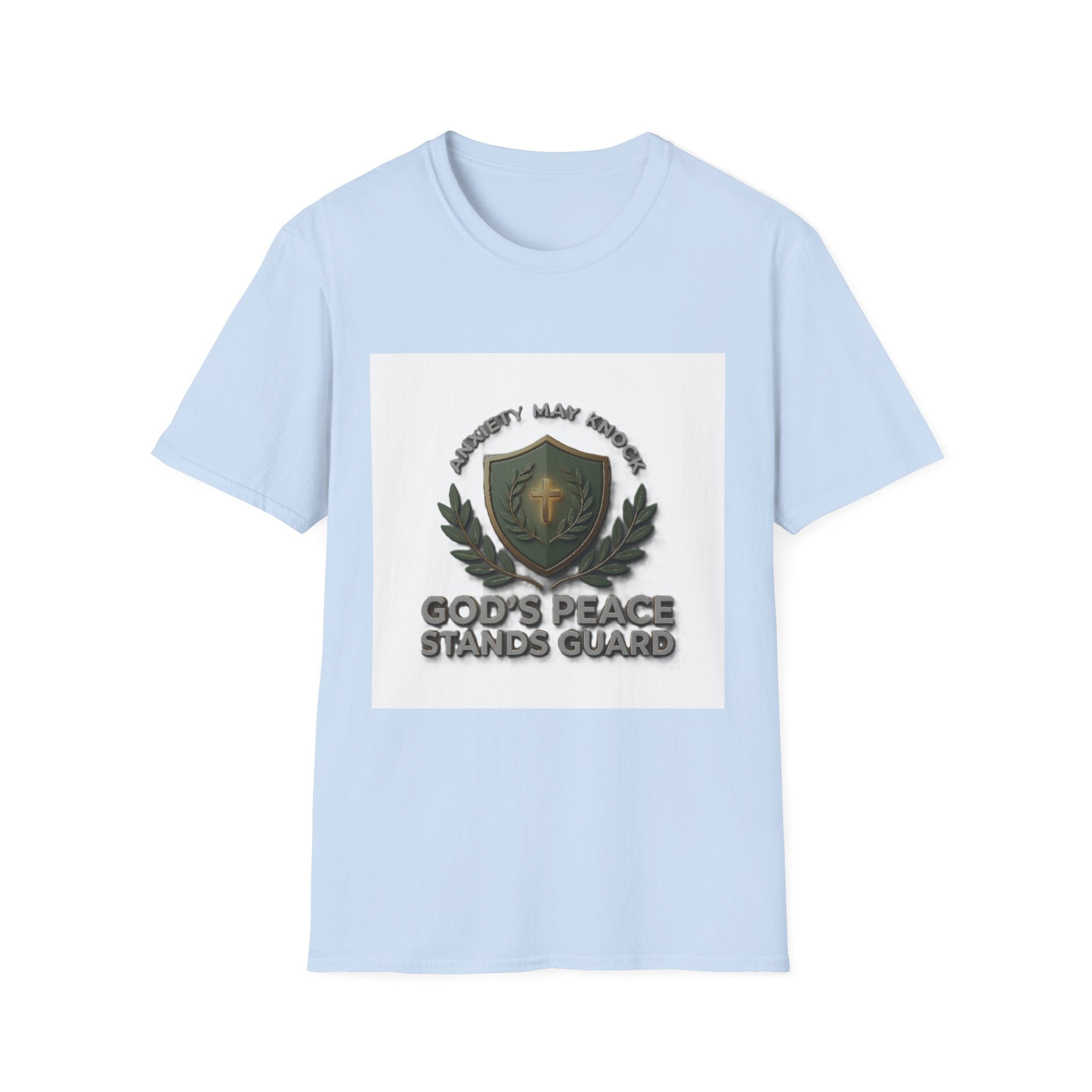God's Peace Stands Guard T-Shirt — Faith Shield Military Emblem Tee