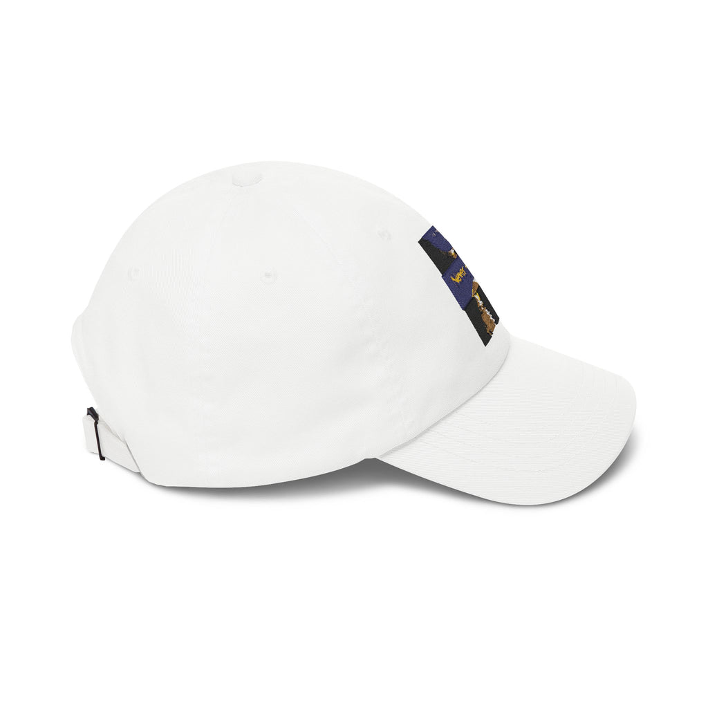 Dad Cap — "Never Alone" Dog & Moon Embroidered Baseball Hat