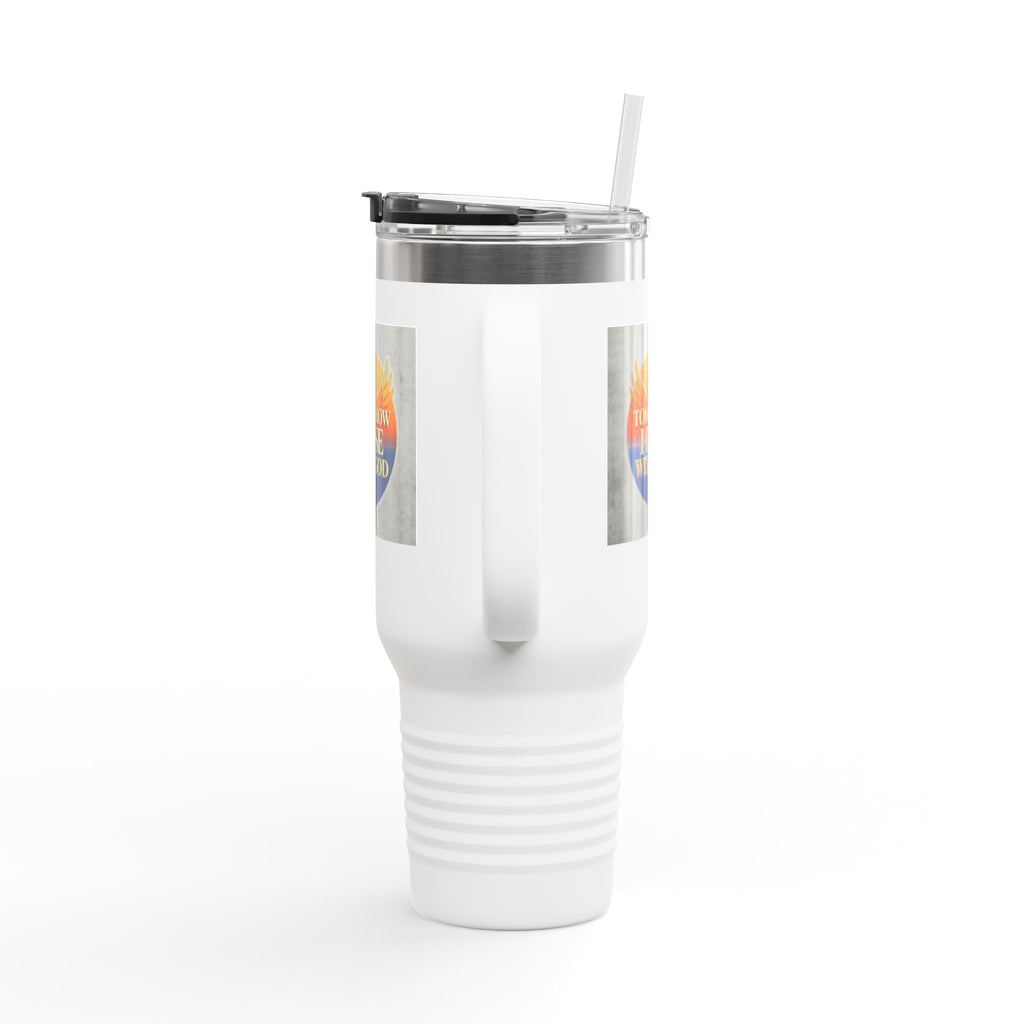 Insulated Travel Mug 40oz — "Tomorrow I Rise With God" Sunrise Faith Tumbler