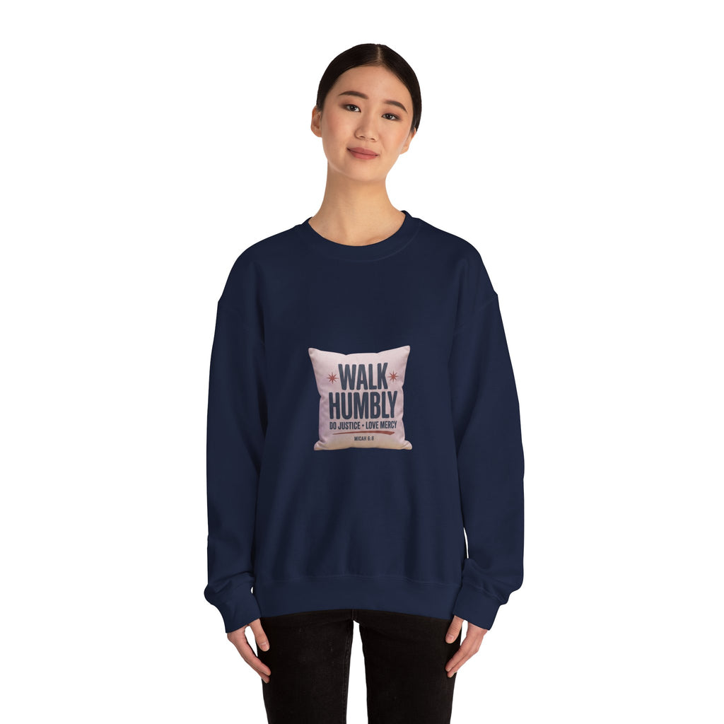 Walk Humbly Crewneck Sweatshirt | Christian Streetwear, Vintage Wash Typography