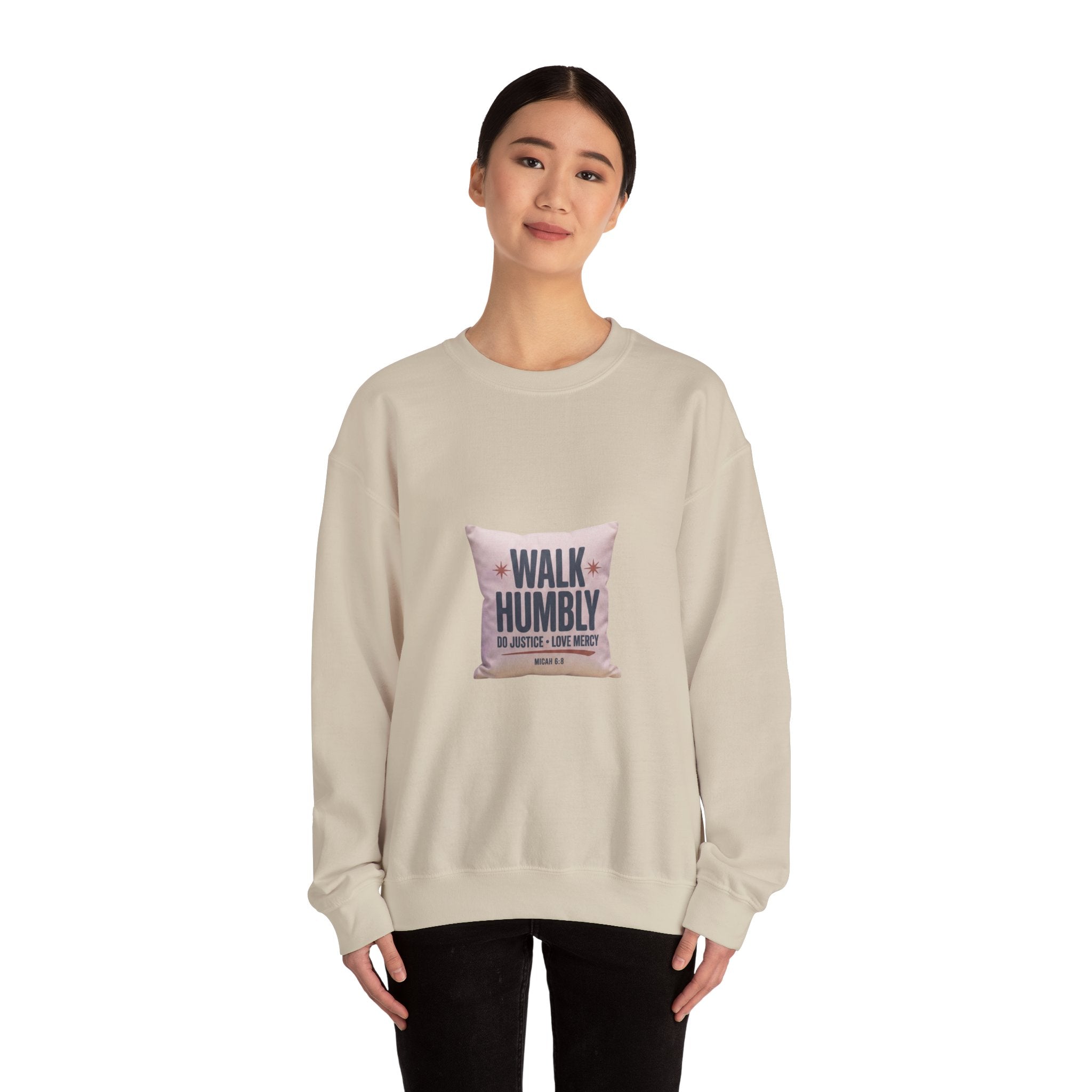 Walk Humbly Crewneck Sweatshirt | Christian Streetwear, Vintage Wash Typography