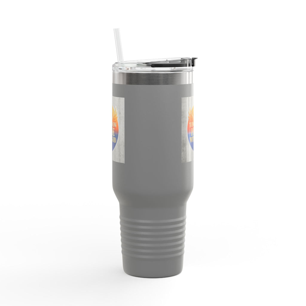 Insulated Travel Mug 40oz — "Tomorrow I Rise With God" Sunrise Faith Tumbler