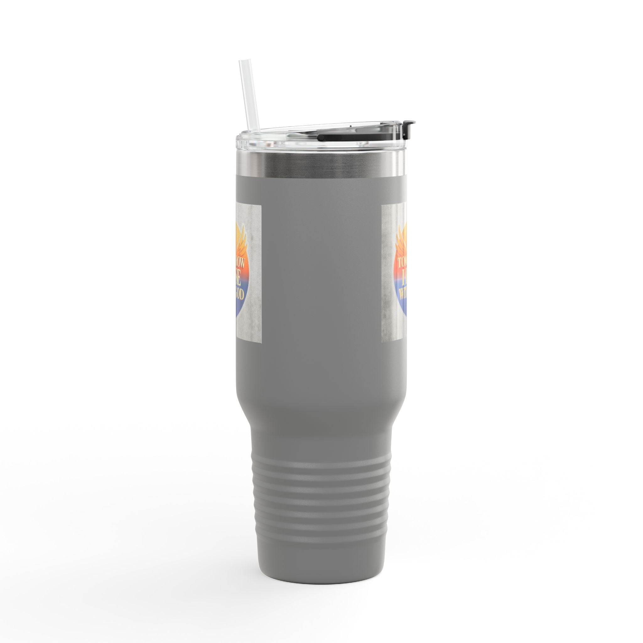 Insulated Travel Mug 40oz — "Tomorrow I Rise With God" Sunrise Faith Tumbler