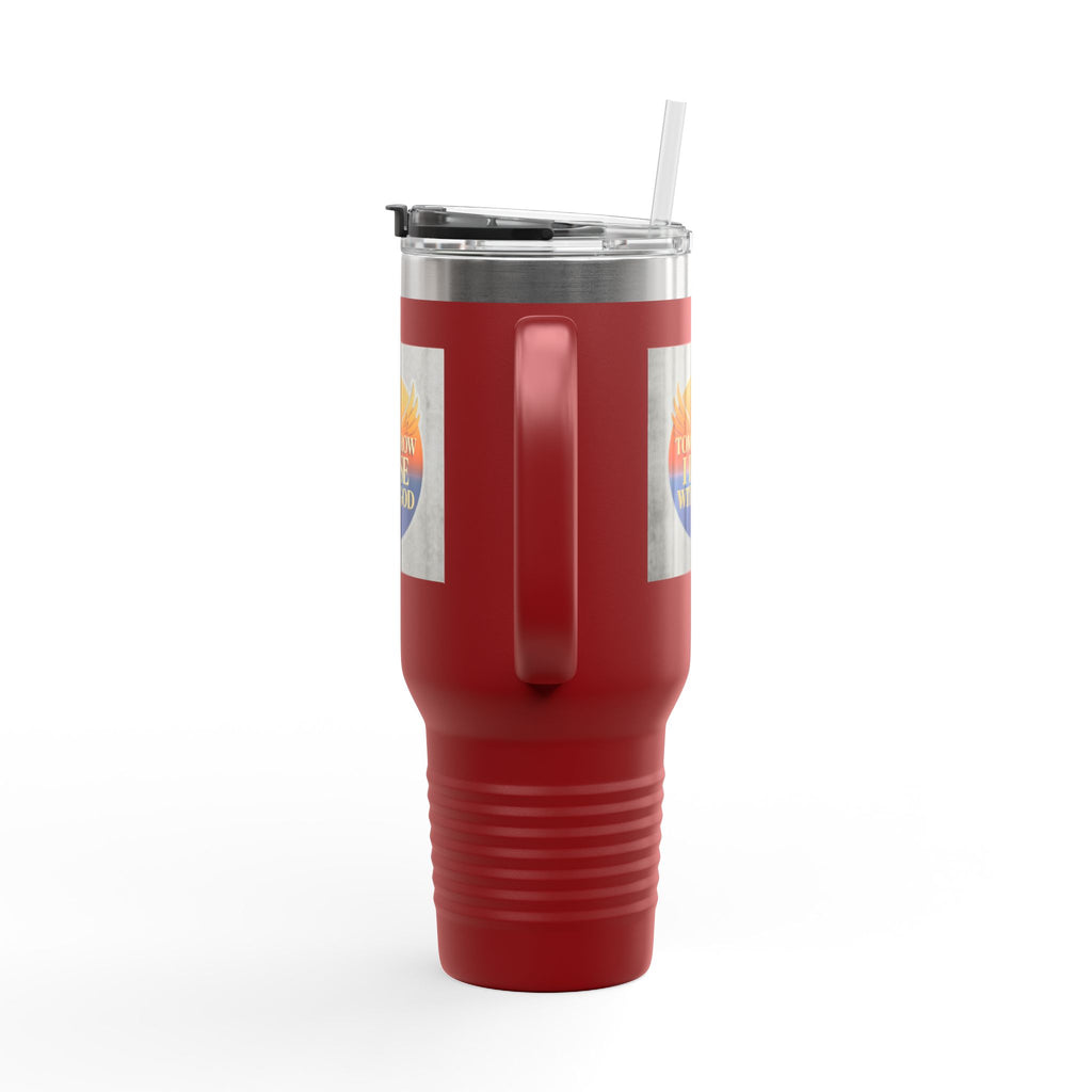 Insulated Travel Mug 40oz — "Tomorrow I Rise With God" Sunrise Faith Tumbler