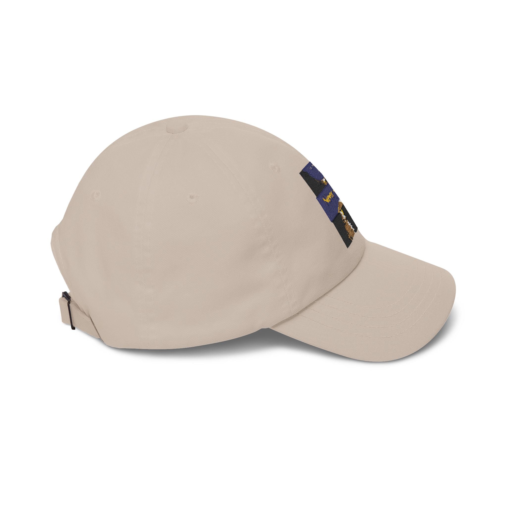 Dad Cap — "Never Alone" Dog & Moon Embroidered Baseball Hat