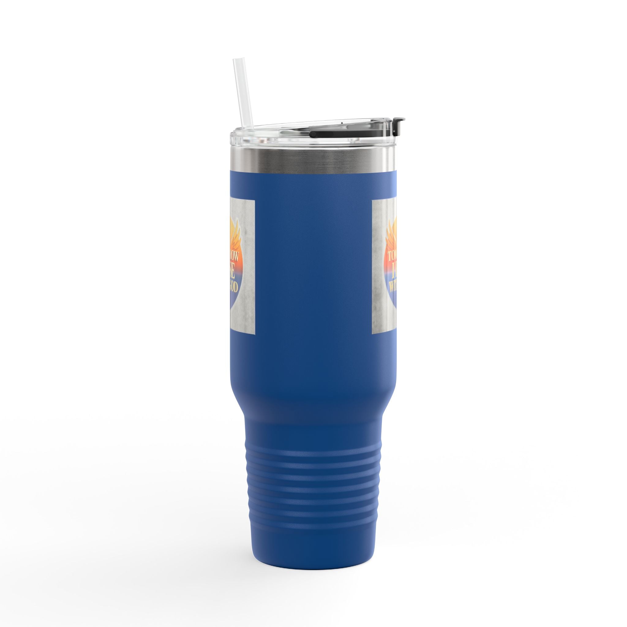 Insulated Travel Mug 40oz — "Tomorrow I Rise With God" Sunrise Faith Tumbler