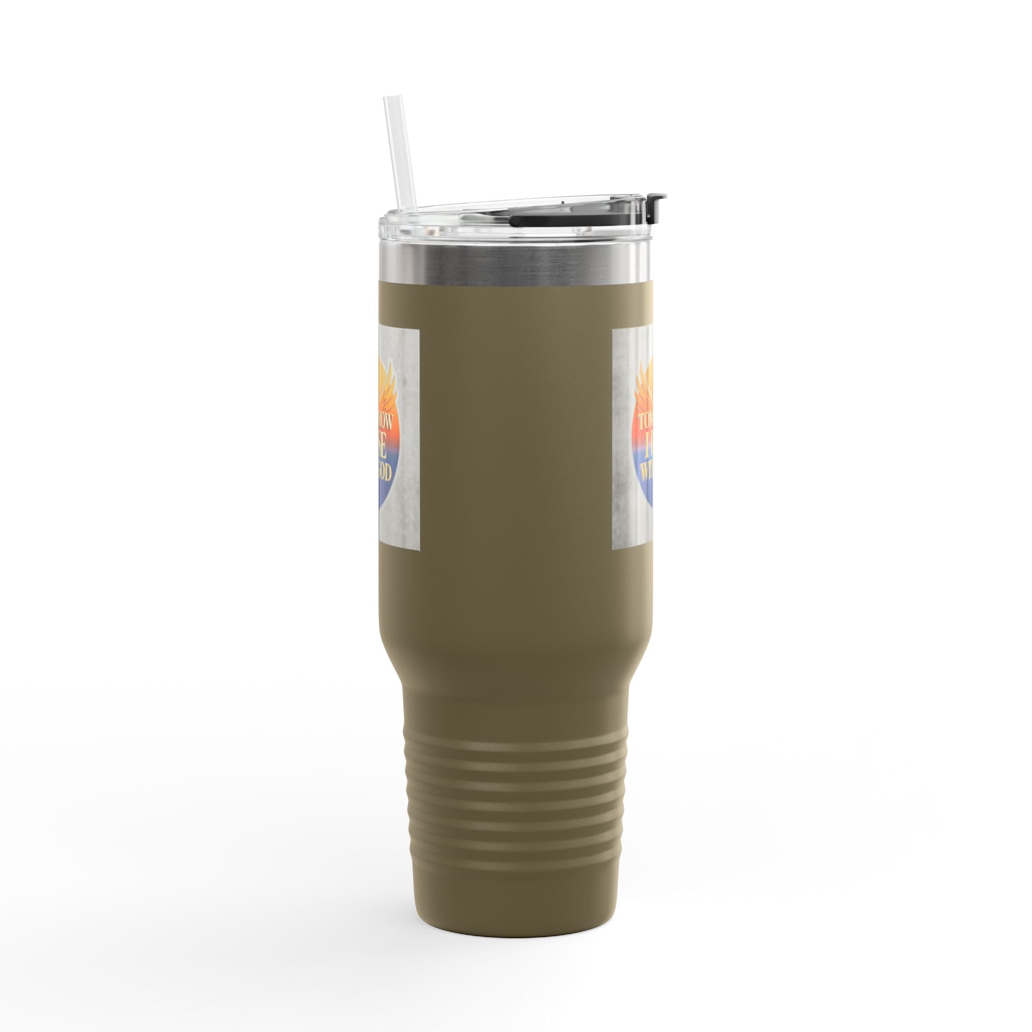 Insulated Travel Mug 40oz — "Tomorrow I Rise With God" Sunrise Faith Tumbler