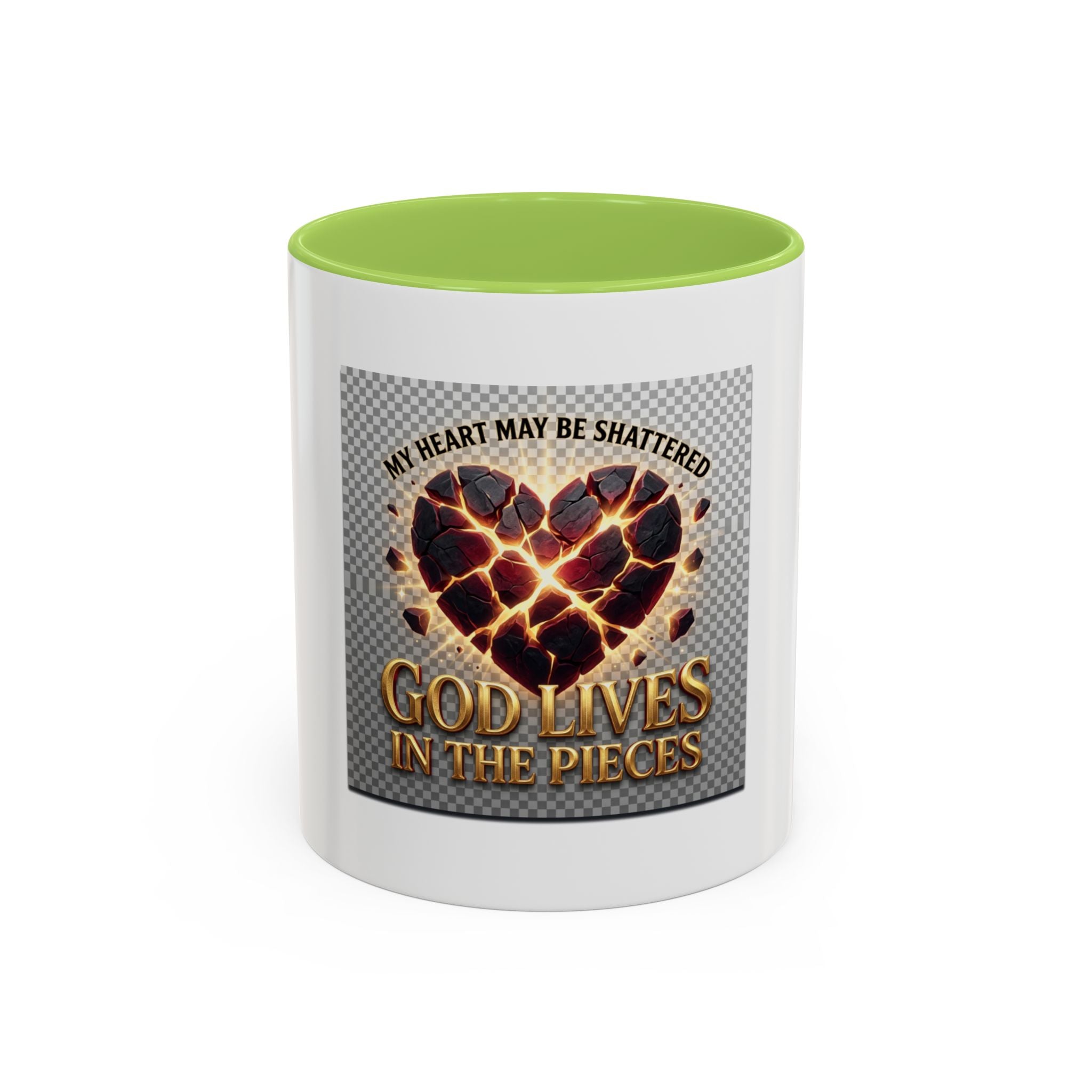 Shattered Heart "God Lives in the Pieces" Mug | Accent Coffee Mug