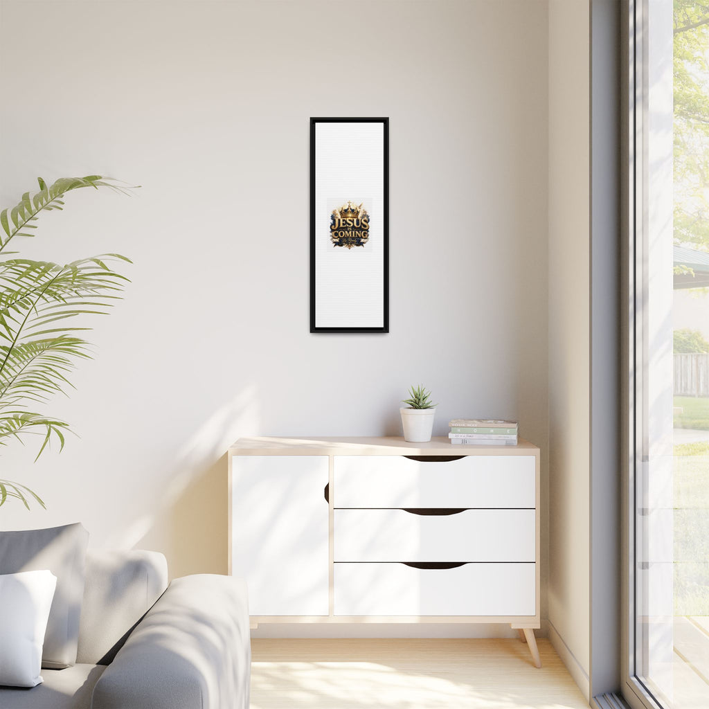 Framed Matte Canvas — "Jesus Is Coming" Gold Crown Christian Wall Art