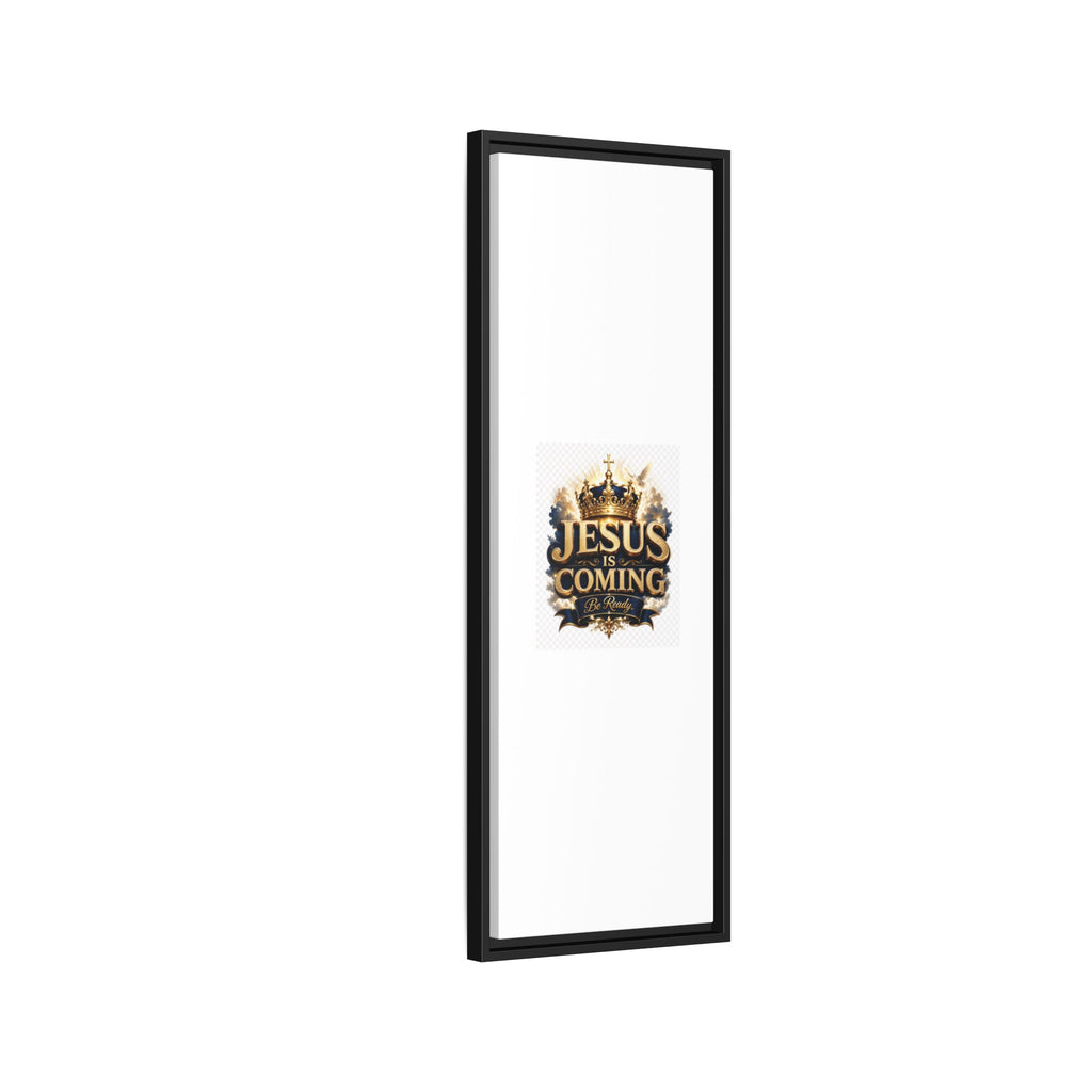 Framed Matte Canvas — "Jesus Is Coming" Gold Crown Christian Wall Art