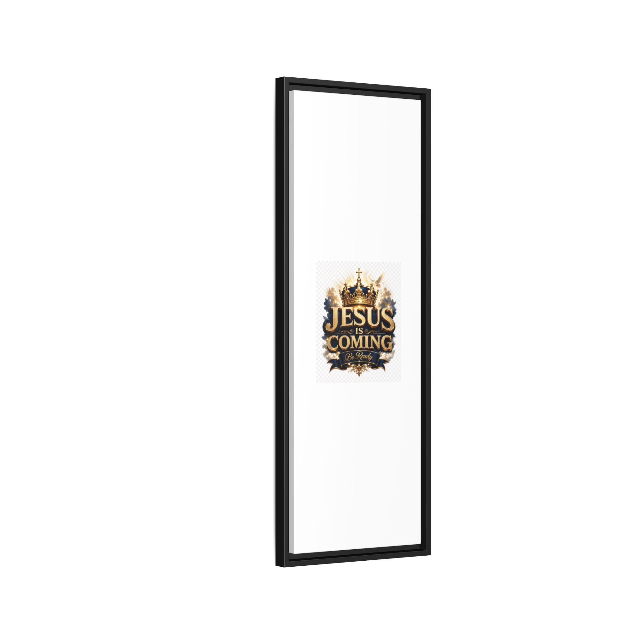 Framed Matte Canvas — "Jesus Is Coming" Gold Crown Christian Wall Art